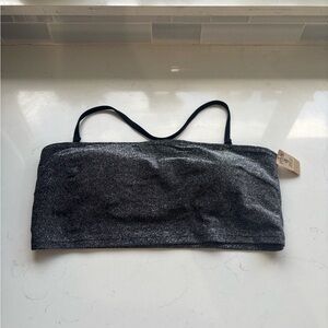 PINK Victoria's Secret Glittery Black Bandeau swimming top